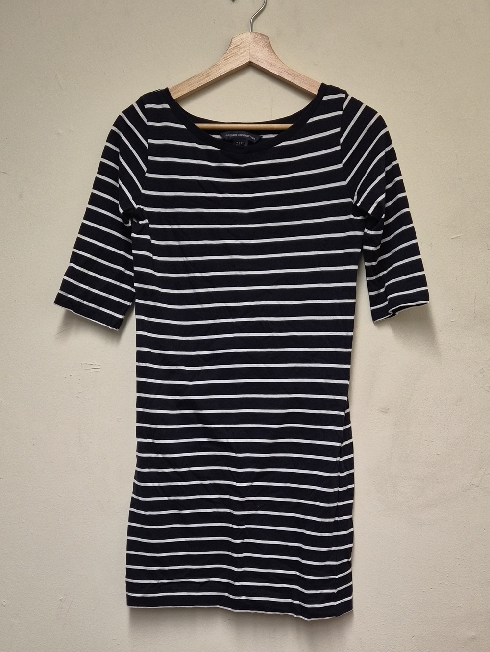 French Connection Black & White Striped Scoop Neck Tunic Size 6